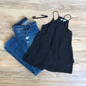 Black spaghetti strap flow top